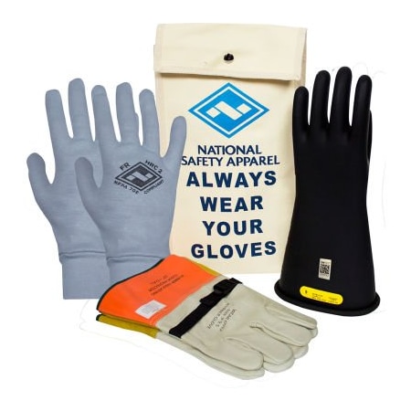 National Safety Apparel ArcGuard Class 2 Rubber Voltage Glove Premium Kit, Black, Size 10, KITGC2B10AG KITGC2B10AG